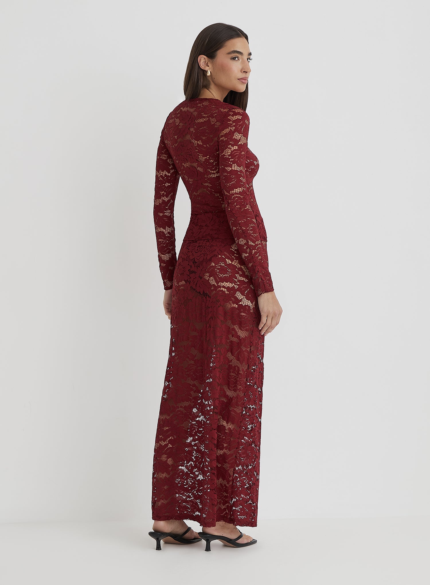 Burgundy Lace Long Sleeve Top